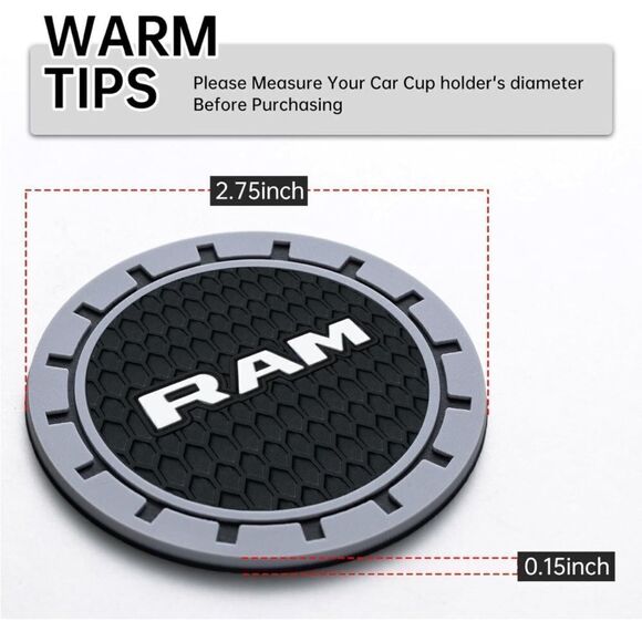 Dodge Ram car cup Coasters in black and gray. Set of 2 NWT - Picture 2 of 7